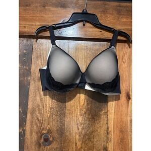 Soma Vanishing Back Full Coverage Mesh Lace Trim Bra Black Beige 38D